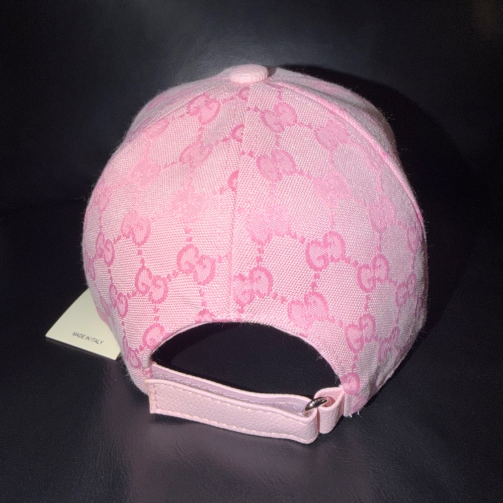 UNISEX GUCCI GG MONOGRAM CANVAS BASEBALL CAP PINK ADJUSTABLE HAT - Picture 4 of 6
